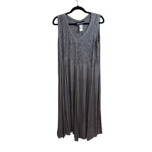 Vintage‎ Y2K 90s All That Jazz Maxi Dress Gray Sleeveless Flowy Boho Womens Sz S
